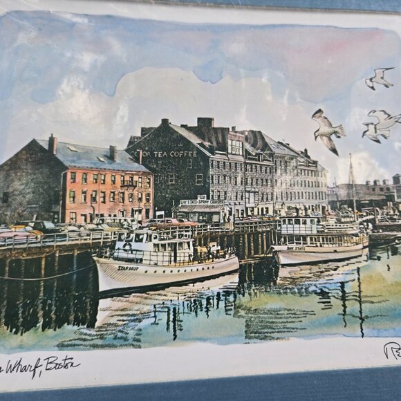 Vintage Robert Edward Kennedy Print View of Long Wharf Boston - Picture 2 of 3